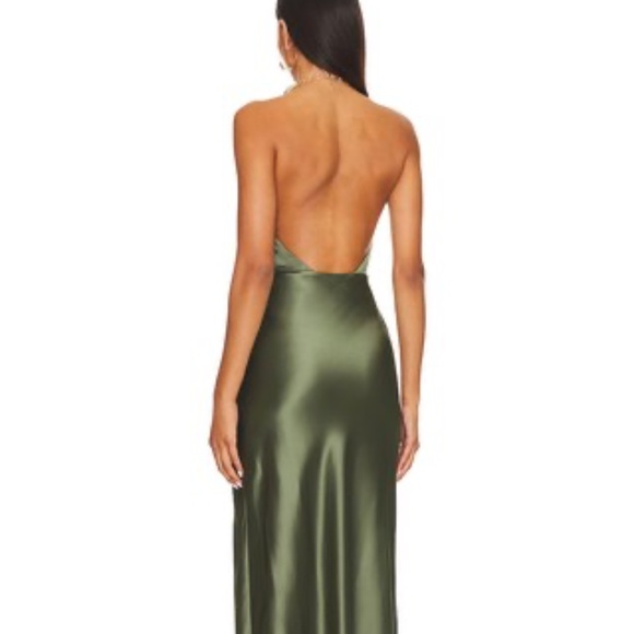 NICHOLAS Edyth Keyhole Necklace Gown in Dark Olive - Picture 2 of 16
